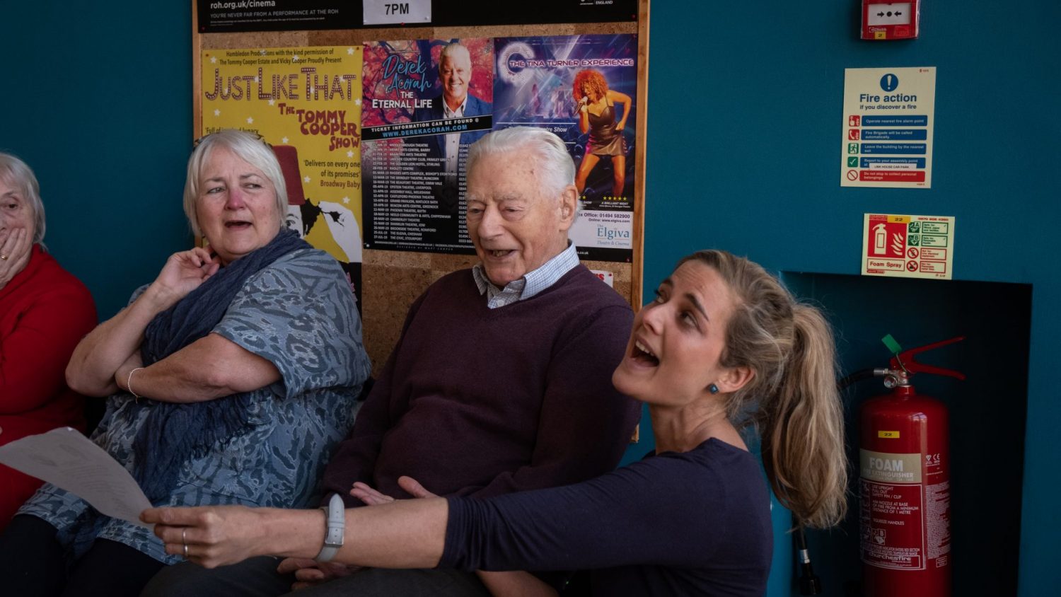 A music therapist and Silver Singers at the Elgiva